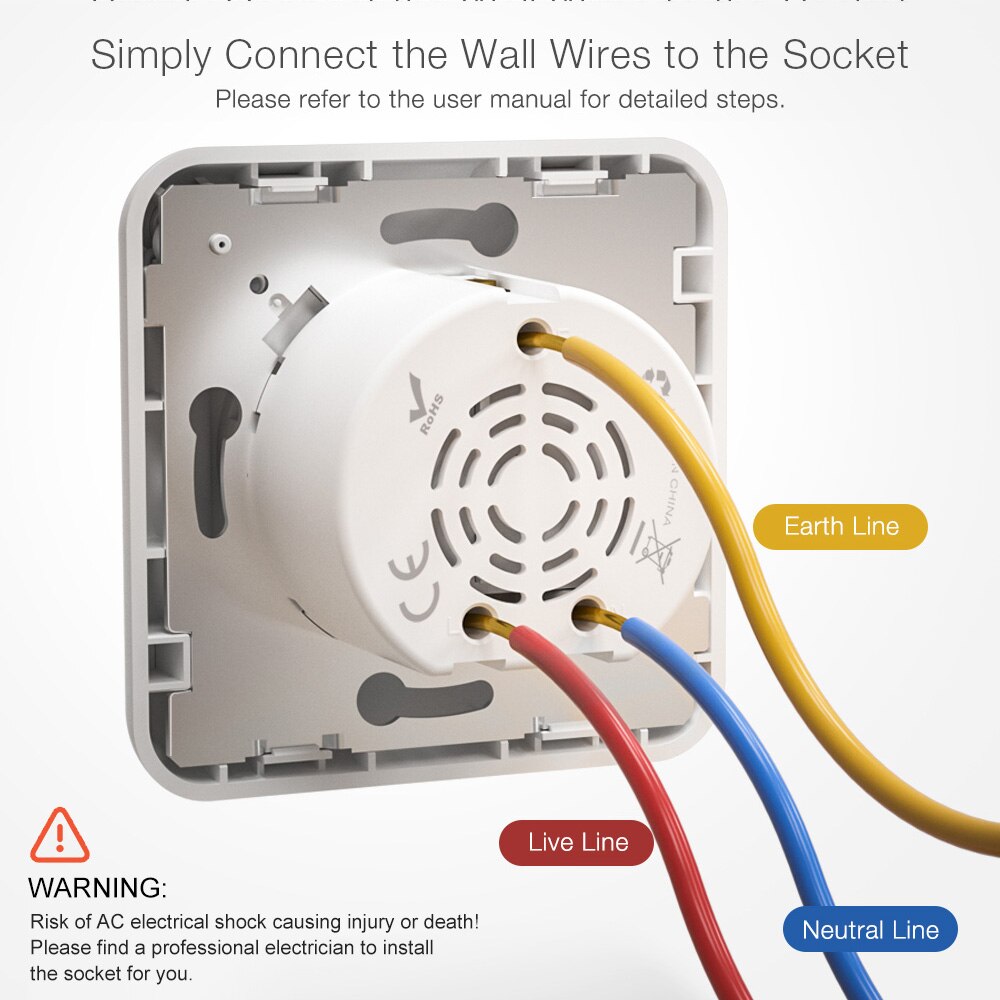 BlitzWolf BW-SHP8 3680W 16A EU-stekker Smart WIFI-stopcontact Stopcontactschakelaar Draadloos EU-stopcontact Timer Afstandsbediening Power Monitor Werken met Alexa Google Assistant smart home