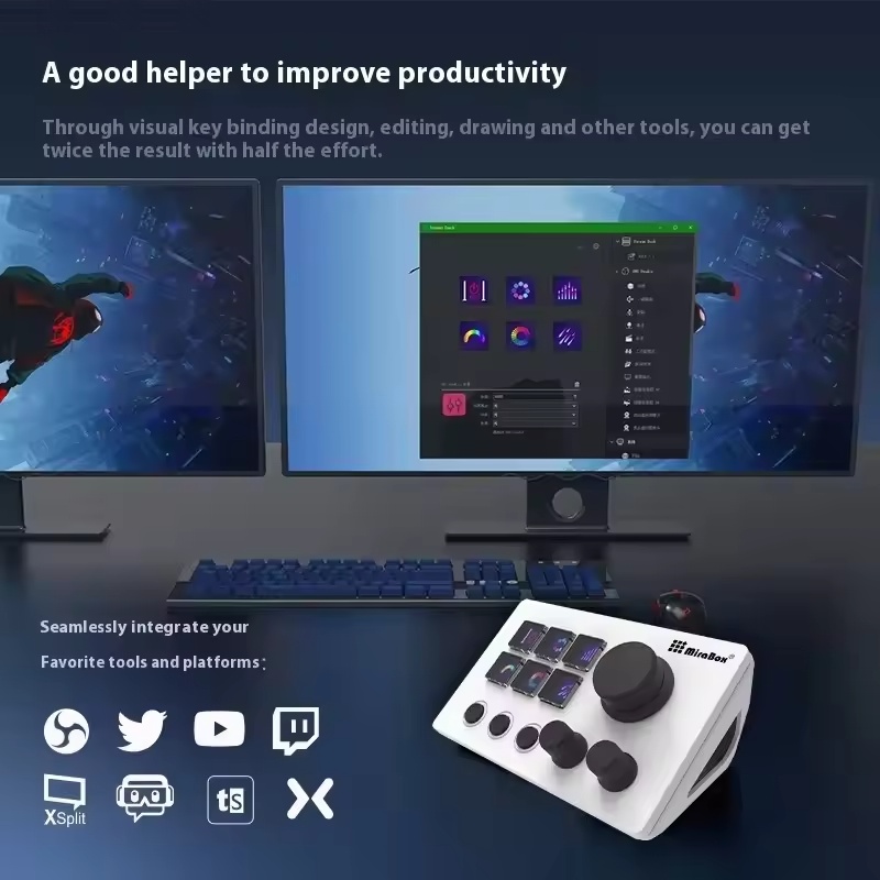 Streamdeck Mirabox N3 Keypad Screen Knob Customization Macro Mini Keyboard Visual Desktop Console For Desktop Computer