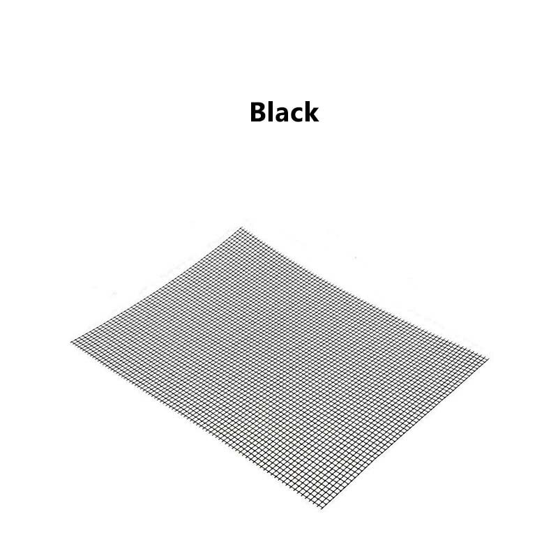 Heat Resistance BBQ Mesh Grill Mat Cooking Sheet Barbecue Liner Roaster Tools Barbecue Mat Non-Stick Cooking Sheet Liner Meshes: Black / L