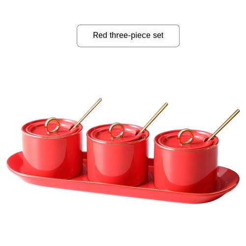 Seasoning box ceramic seasoning jar seasoning can kitchen using Nordic seasoning combination set seasoning bottle salt cans.: MULTI
