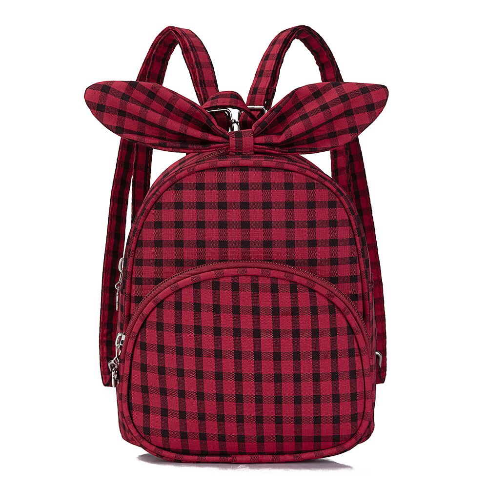 Geruite kindertassen mochila escolar infantis schooltassen kind mooie konijnenoren tas rugzak voor kinderen rugzak mini: Rood