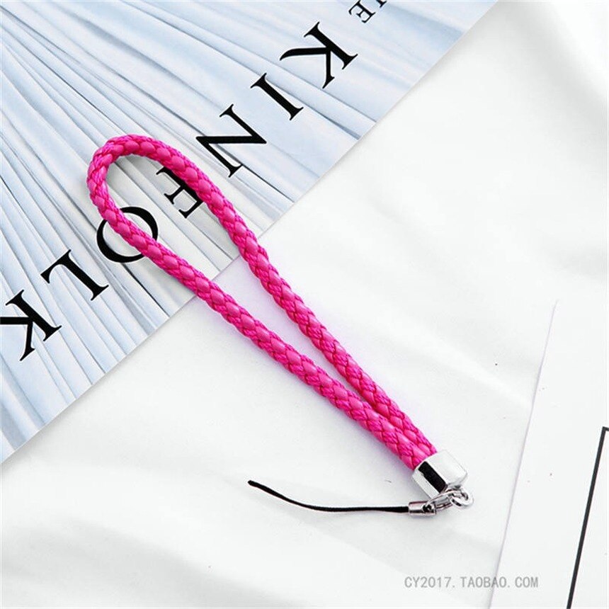 Geweven Lederen Pentagram Mobiele Telefoon Lanyard Strip Geweven Armband Korte Sleutelhanger Touw Id-kaart Lanyard Key Smartphone Bandjes: Rose