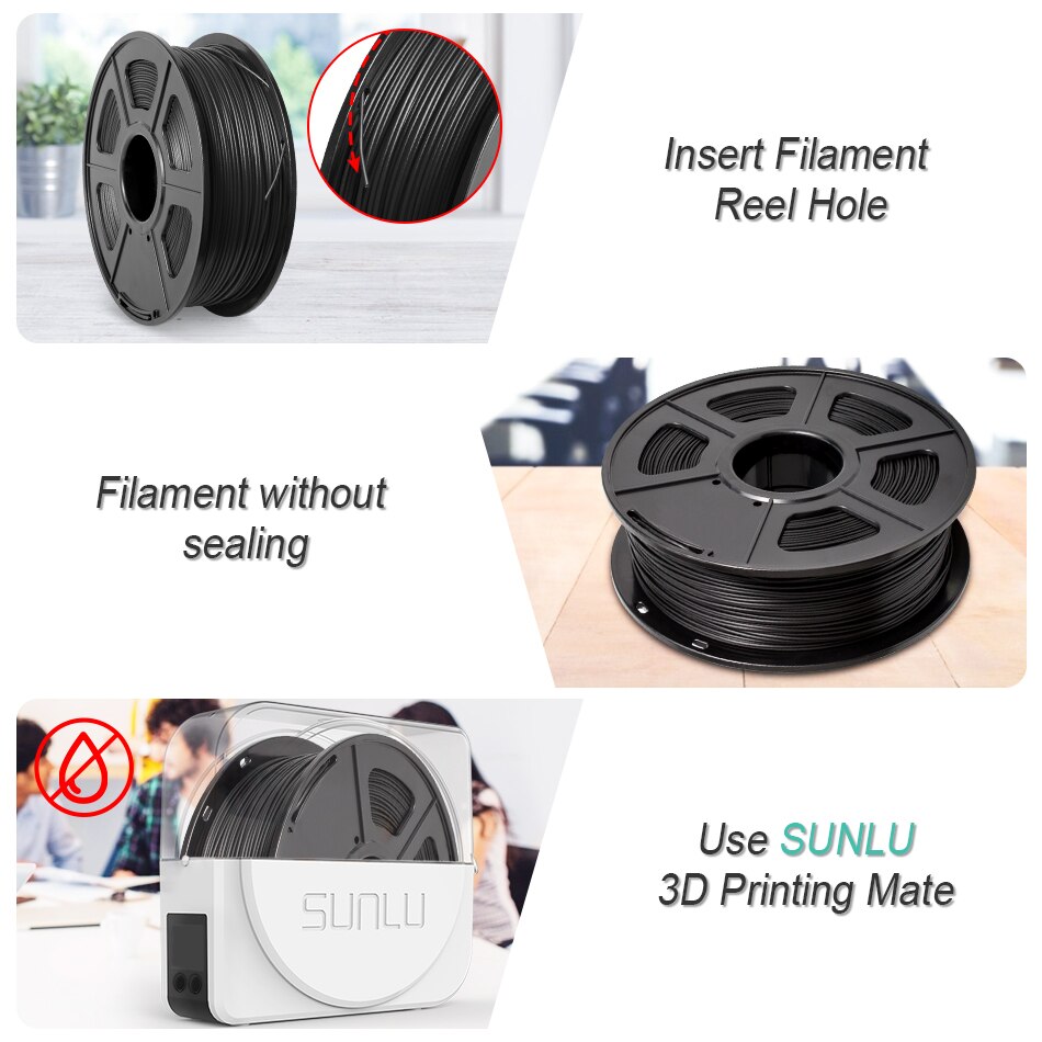 3D Printer Filament Skin PLA 1.75mm 1KG/2.2LB Spool Black Color with Lenght of 335m in Dimensional Accuracy+/-0.02mm