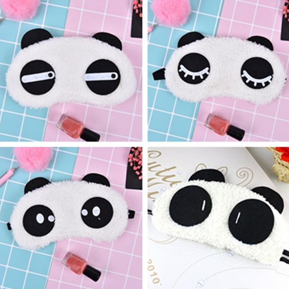 1PCS Cute Face White Panda Eye Mask Eyeshade Shading Sleep Cotton Goggles Eye Mask Sleep Mask Eye Cover Health Care