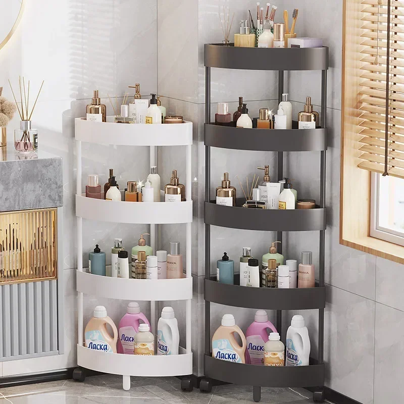 Mueble esquinero para baño, estante triangular para suelo, estante de almacenamiento multicapa, mueble para baño y cocina
