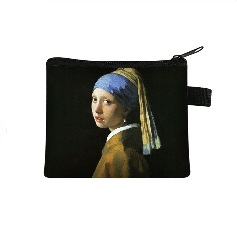 Van gogh/michelangelo/da vinci bolsas de moedas arte mulheres batom bolsa estrelado/senhora mini bolsa de cartões: lqb-art03