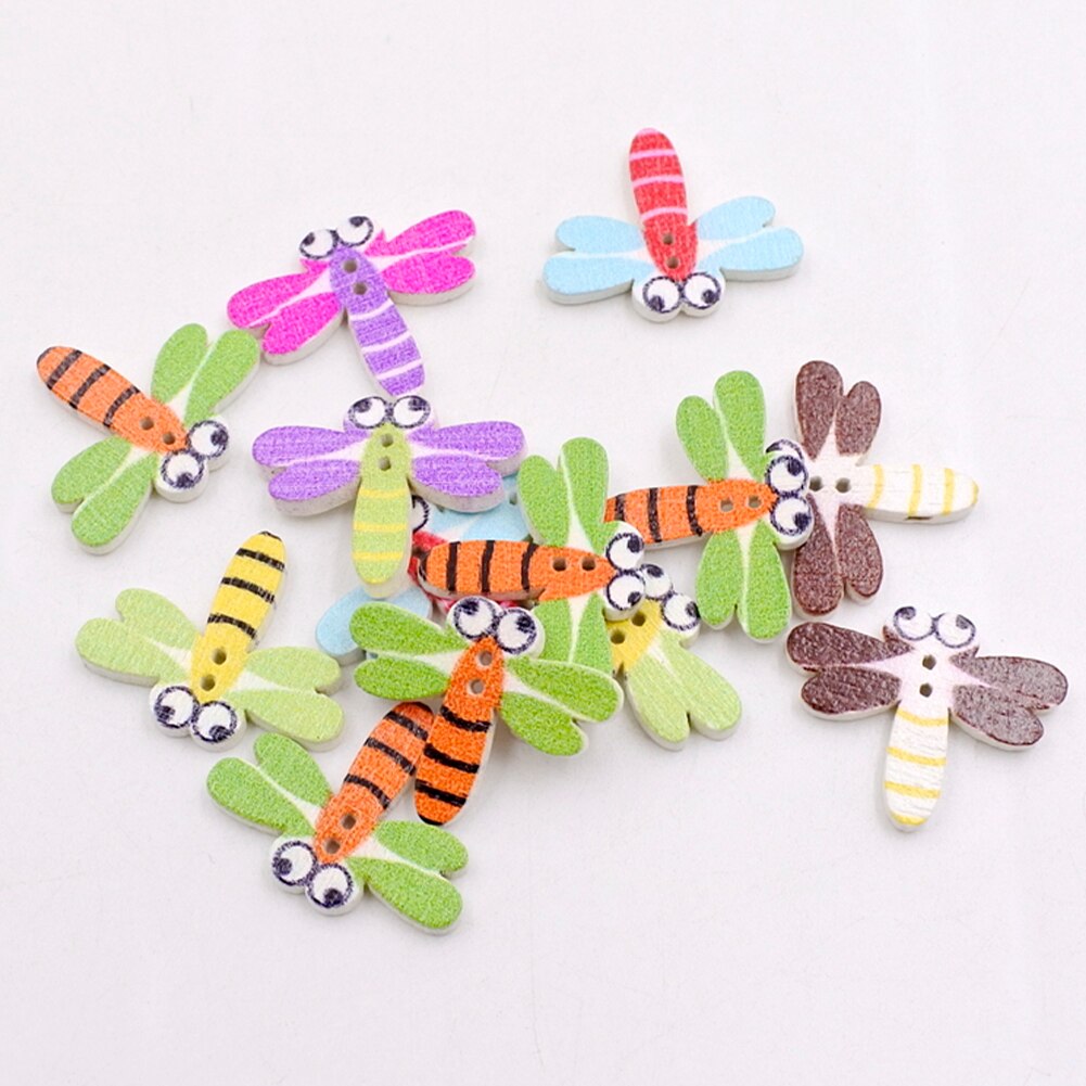 50 Stuks Dragonfly Vorm Houten Knop S 2 Gaten Scrapbooking Naaien Accessoires