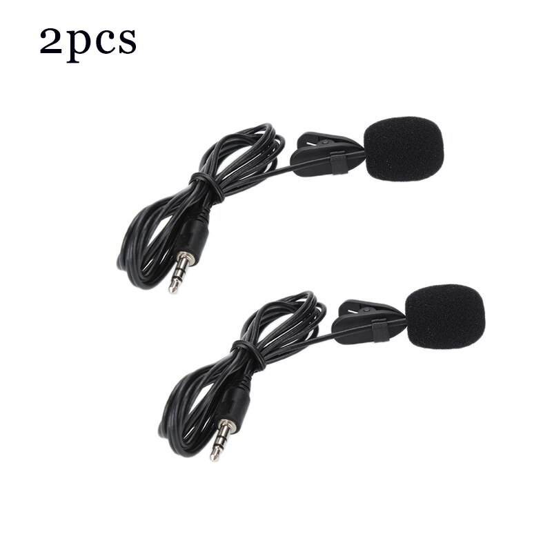 External Clip-on Lapel Lavalier Microphone 3.5mm Jack For SmartPhone Recording PC Omnidirectional Condenser Mic Phone 1.5m Micro: 2pcs