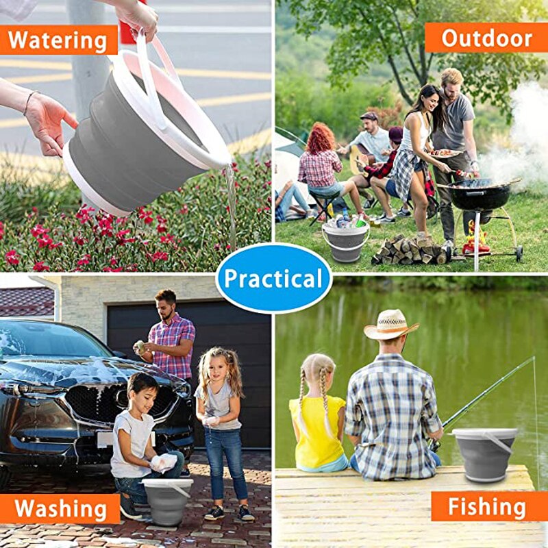 Collapsible Plastic Bucket with,Space Saving Outdoor Waterpot for Garden Camping, Portable Fishing Water Pa ,collapsible Bucket