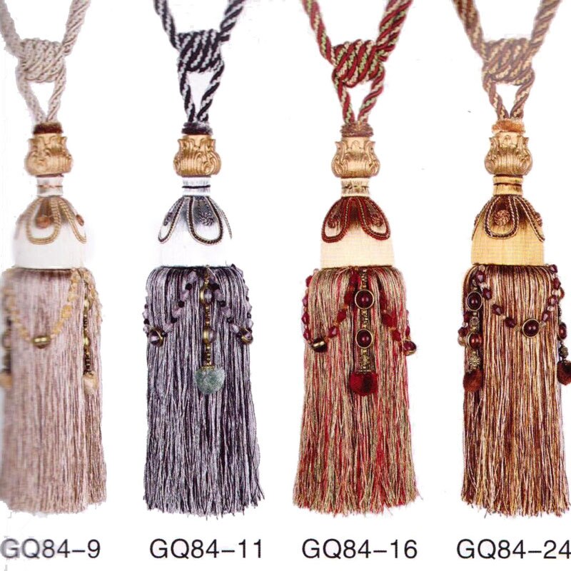 Extremely Decoration Luxury Beaded Tiebacks Home Decor Tassel Window Handmade Knitted Hanging Ball Tape Tassel Curtain Tie Back