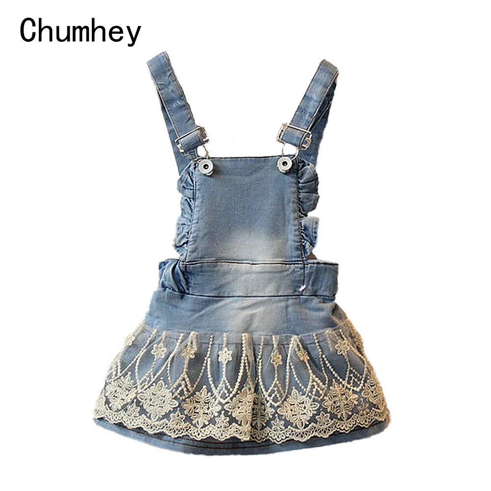 Chumhey 1-5T Summer Baby Girls Clothing Kids Overalls Lace Denim Suspender Bib Skirts Cute Toddler Straps Skirt Bebe Clothes 2 3