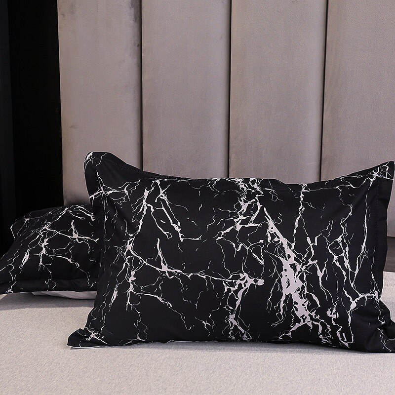 Juego de ropa de cama con estampado de mármol para dormitorio, colchas suaves, funda de edredón cómoda de , funda de almohada