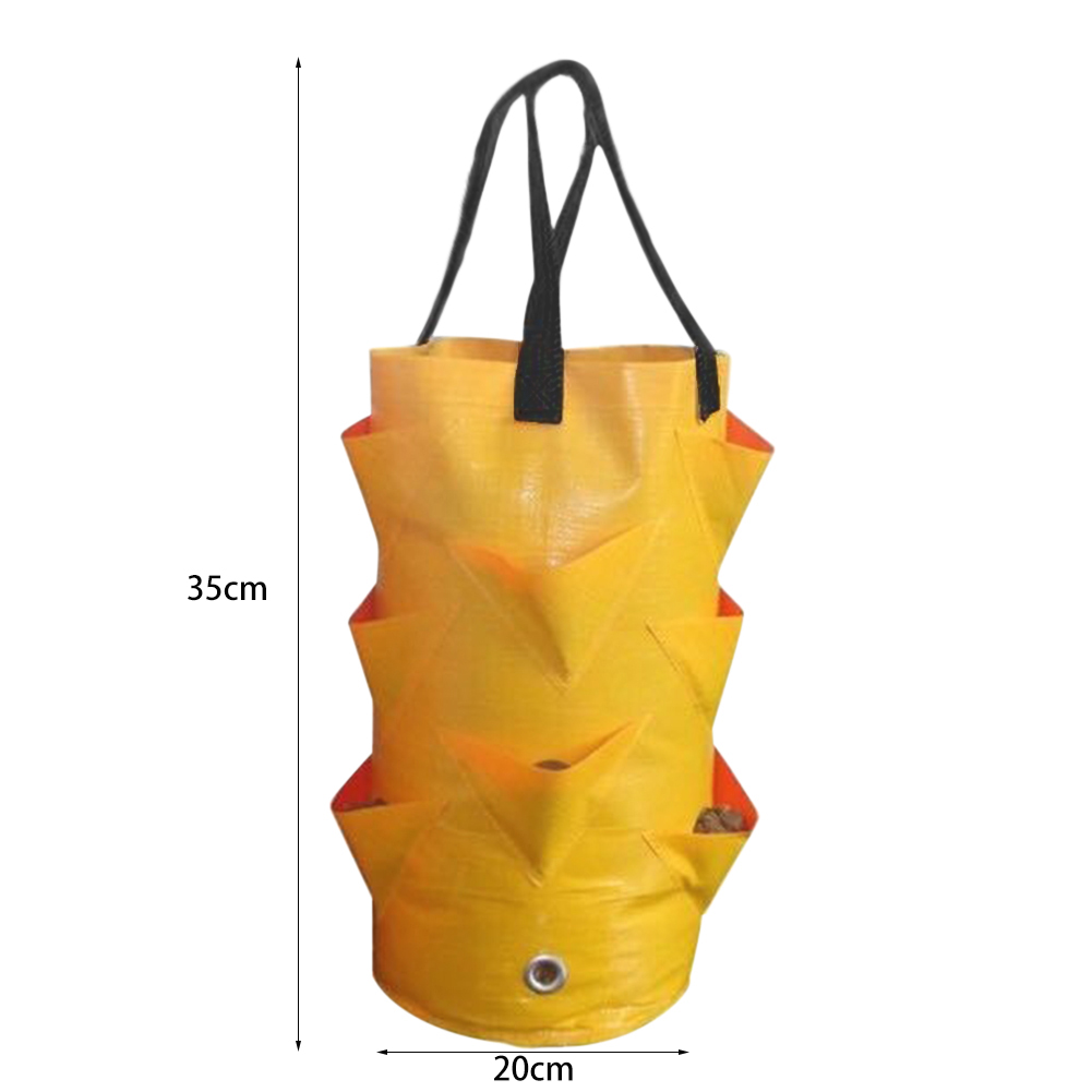 Garden Planting Bags 3 Gallons Strawberry Tomato Reusable Multi-mouth Flower Herb Planter Vegetable Pot Grow Bag: Yellow