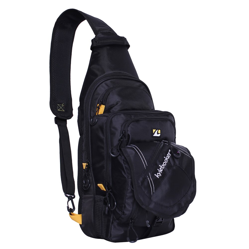 Sling Fishing Pack Multi Function Fishing Gear Backpack Fishing Tackle Shoulder Tool Bag for Outdoor Activities: Black with Yellow