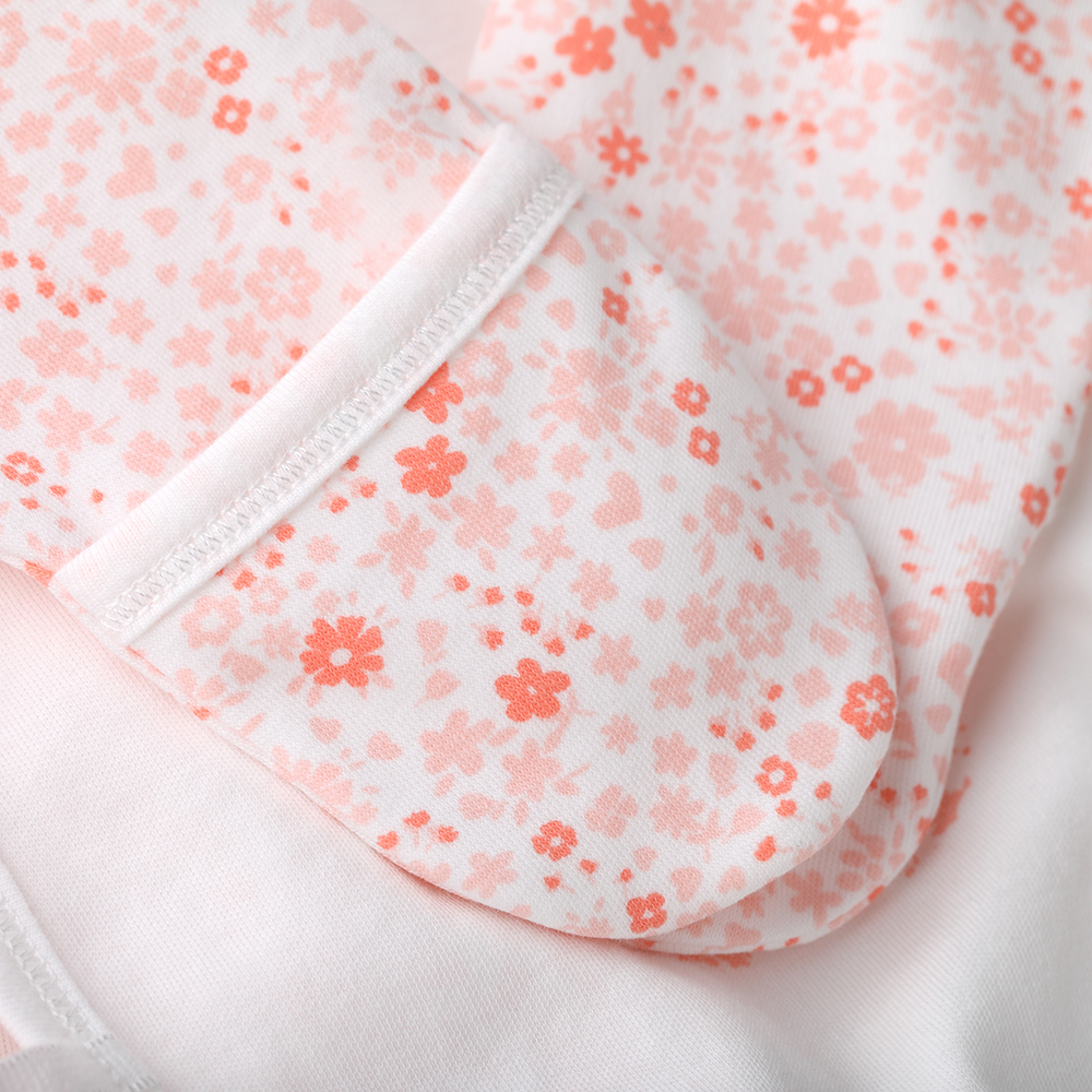 COBROO 2-Pack Baby Girl Footed Sleeper with Mittens 100% Cotton Butterfly Newborn Pajamas Set