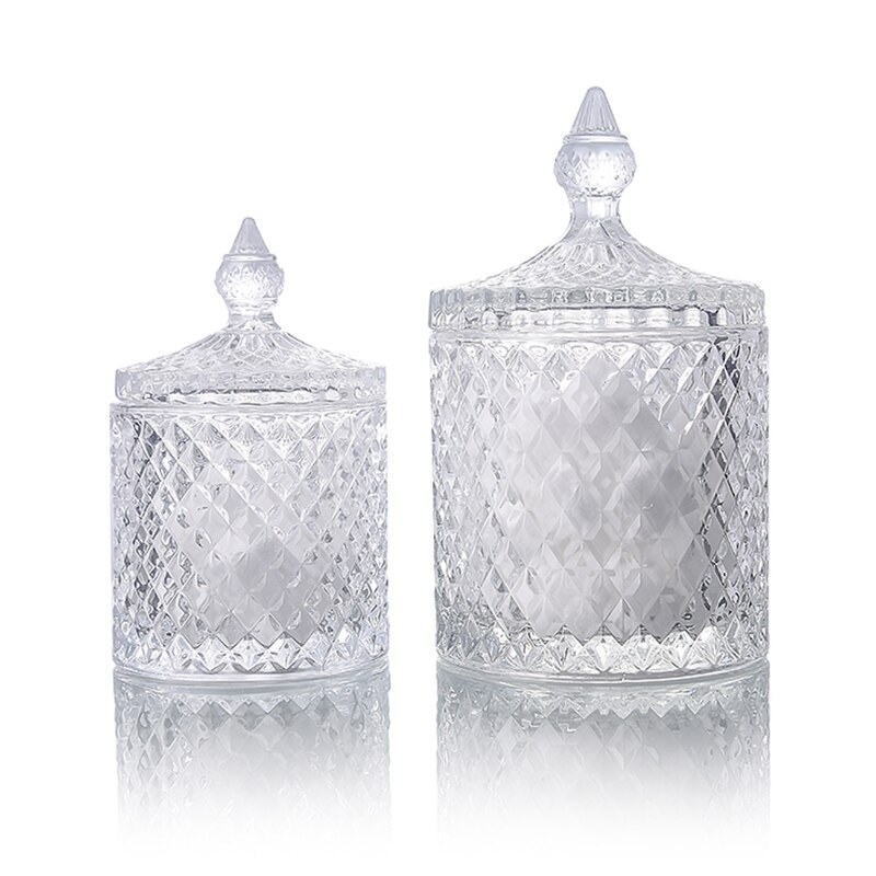 Färgglad burk i romersk stil kristallglas täckt förvaringsburk sockerlåda smycken burk godisburk heminredning lks 99