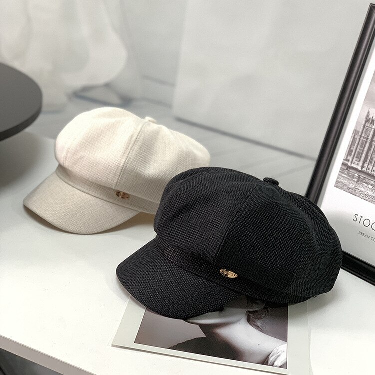 style eight-angle-cap women's England style retro-style retro-red hat red hat Korean-style duck's cap