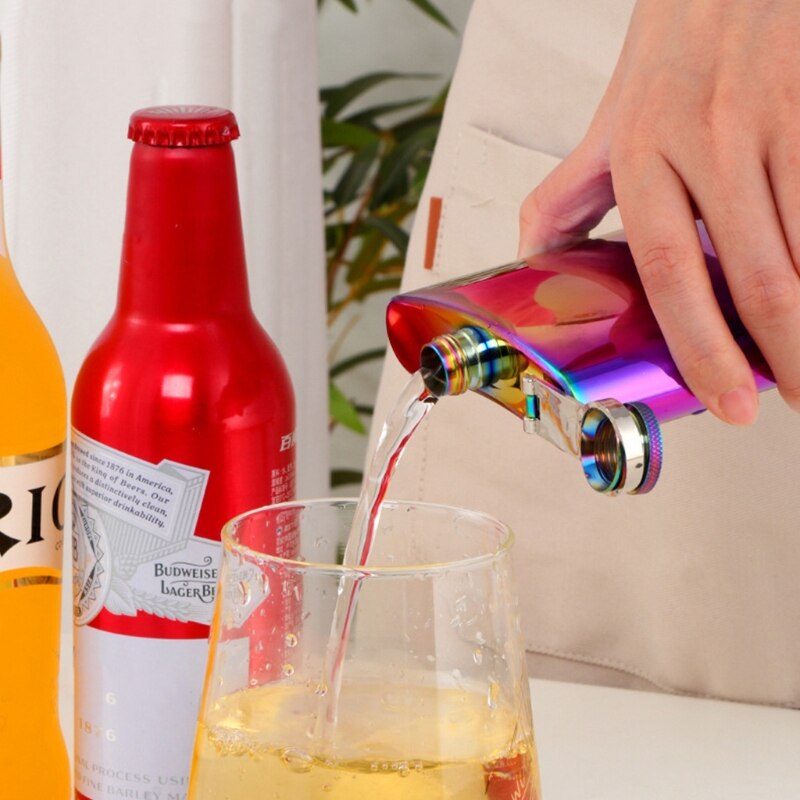 Practical Stainless Steel Flask Curved Flat Bottle Body Leak-proof Tight Screw Cap Flask Suitable For Outdoor Travel