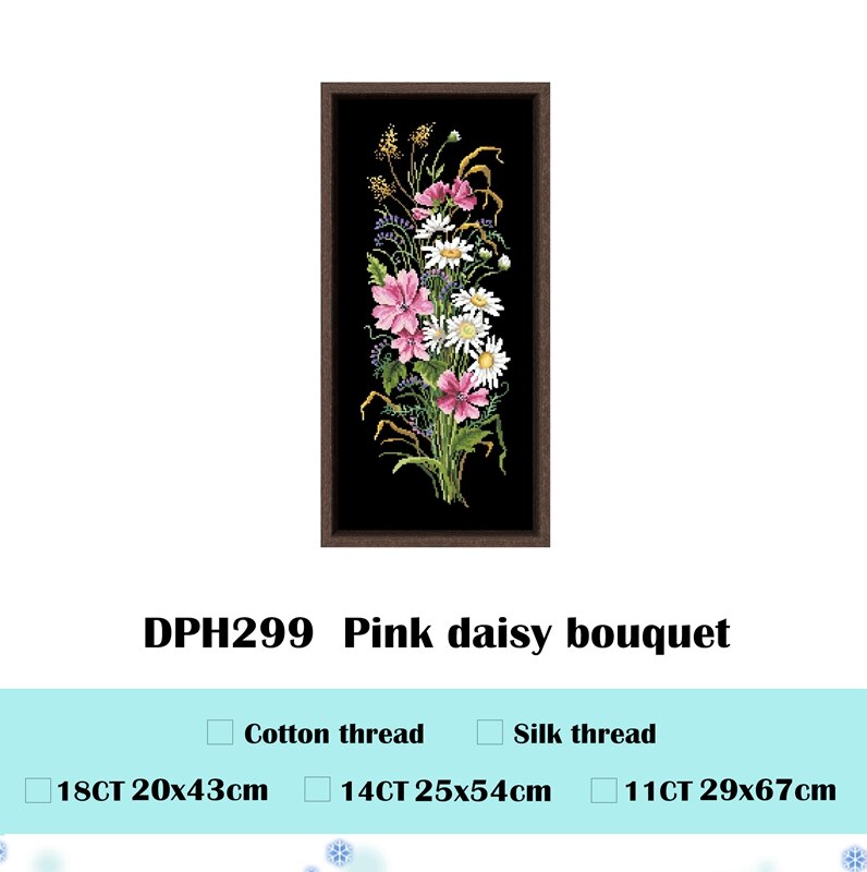 Lovely flower cross stitch kit aida fabric 18ct 14ct 11ct black canvas cotton thread cross stitch kits for adults: YELLOW / Silk thread / 11ct black canvas