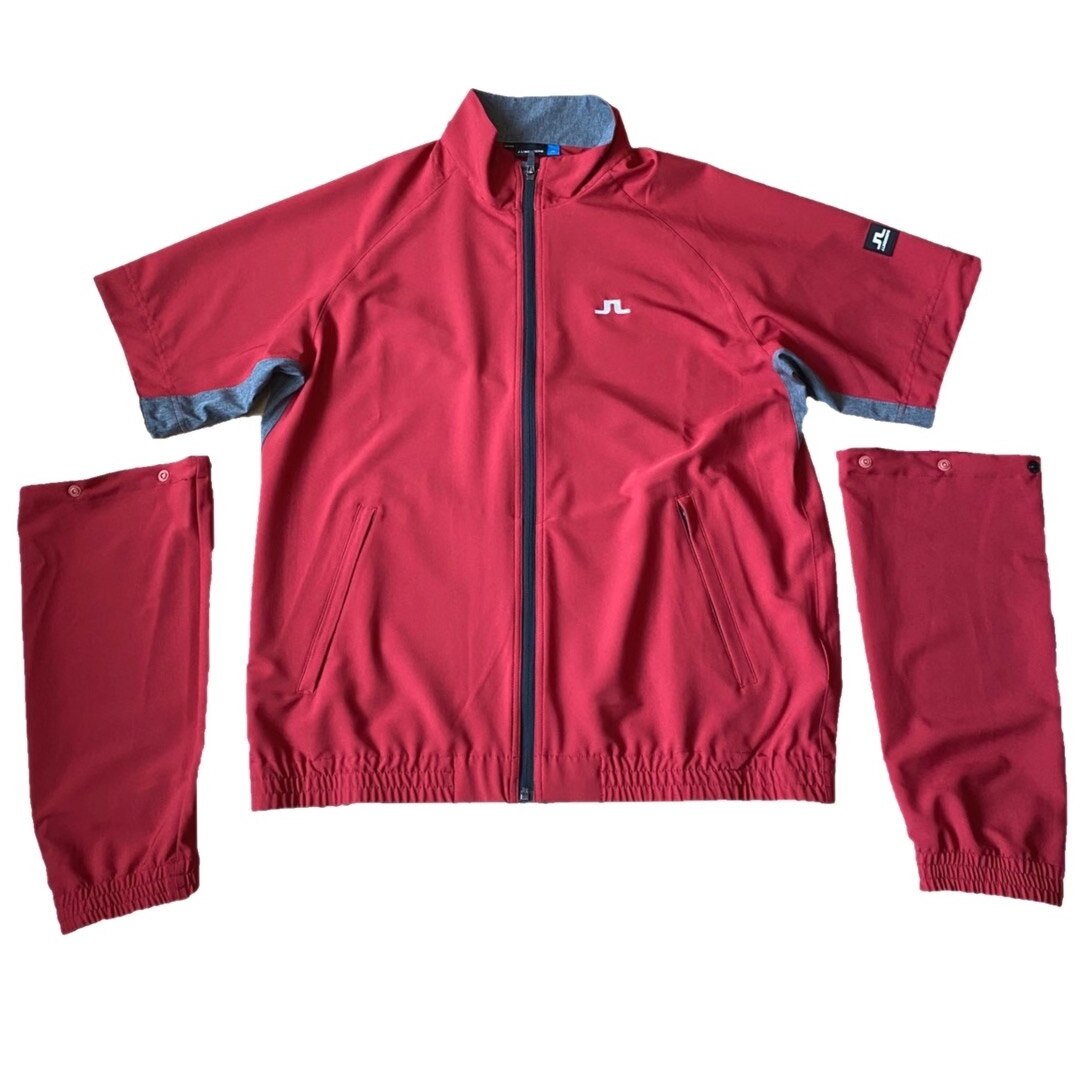 Chaqueta de Golf cortavientos para hombre, ligera, elástica, Mangas de una sola capa, desmontable, de manga corta: Rojo / M