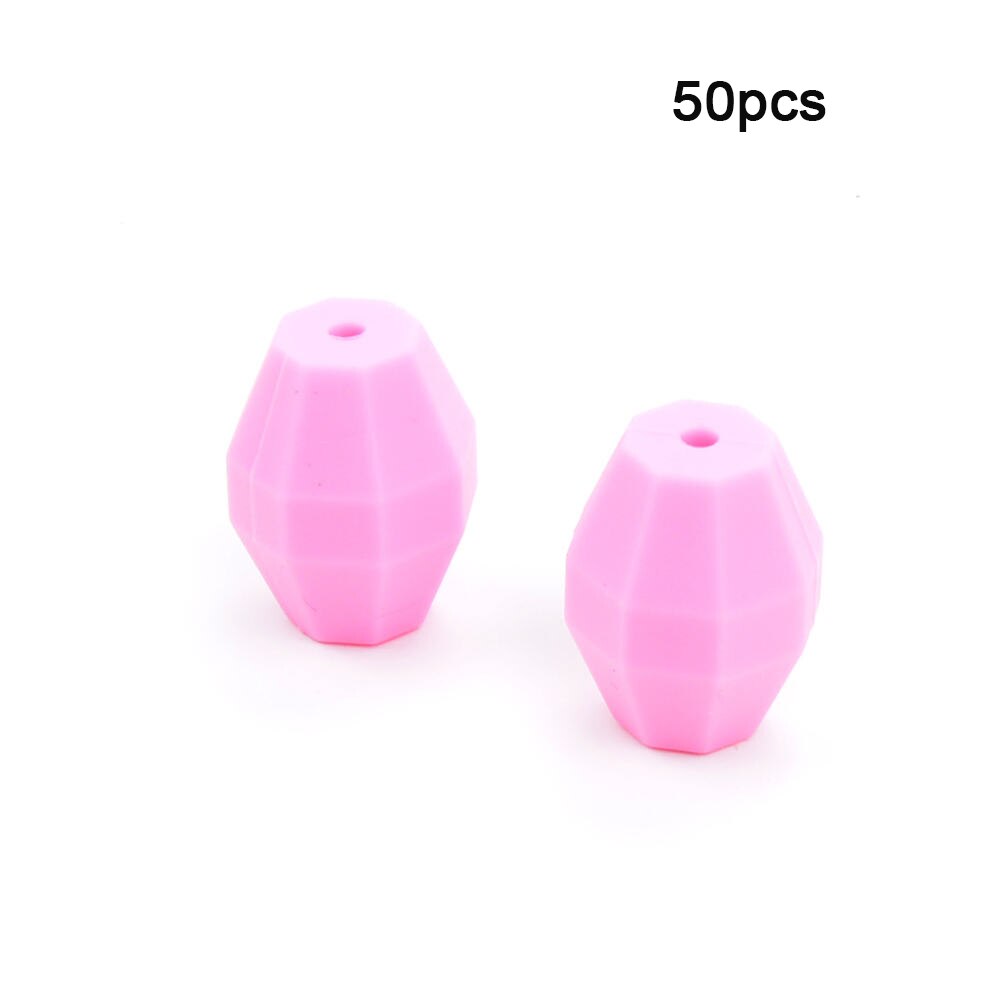 LOFCA perles de dentition en chêne | Perles de forme géométrique en Silicone, de alimentaire sans BPA pour bébé, chaîne à mâcher, diy: Pink
