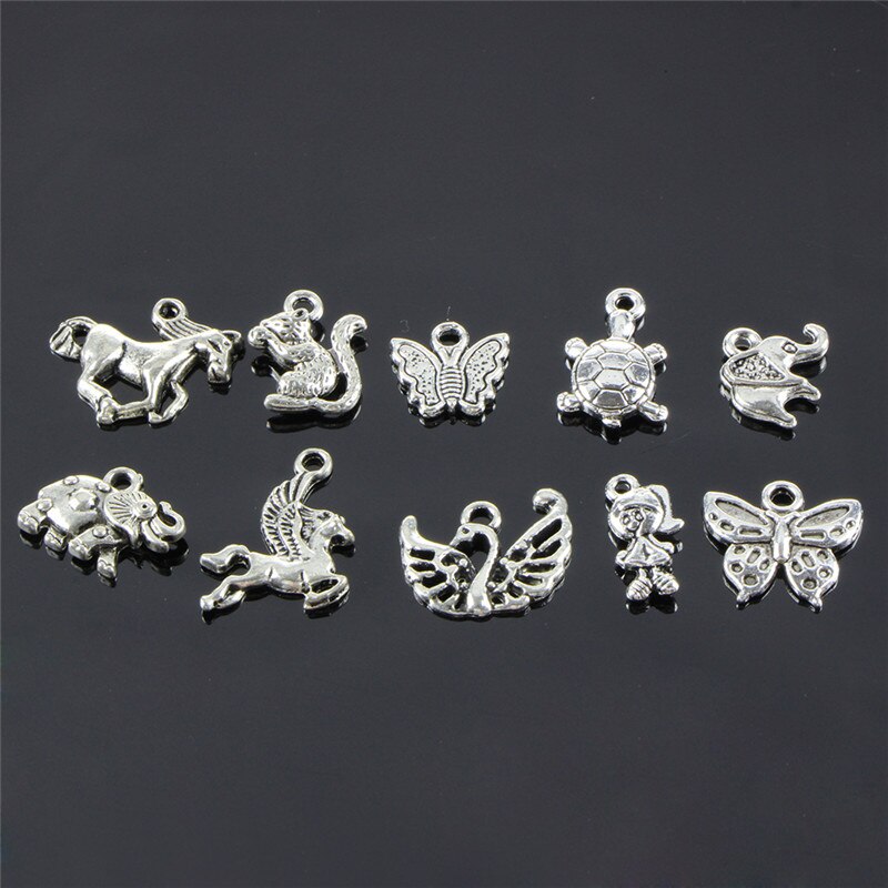 Neue Retro Silber 100 stücke Masse Verlost Mix Tier Charm Anhänger DIY Schmuck