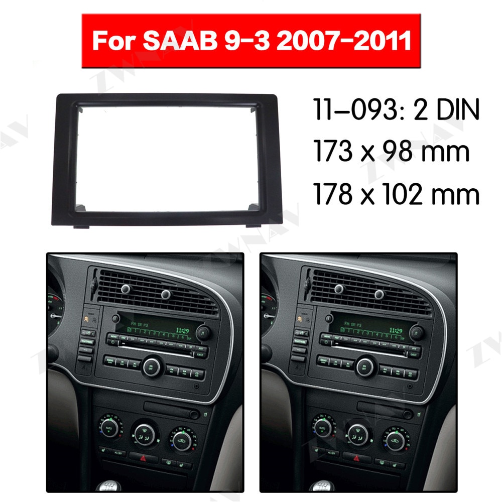Soporte de Radio para salpicadero para SAAB 93 2007, 2DIN, reproductor de dvd, Fascia, coche, Radio Estéreo, Instalación en tablero