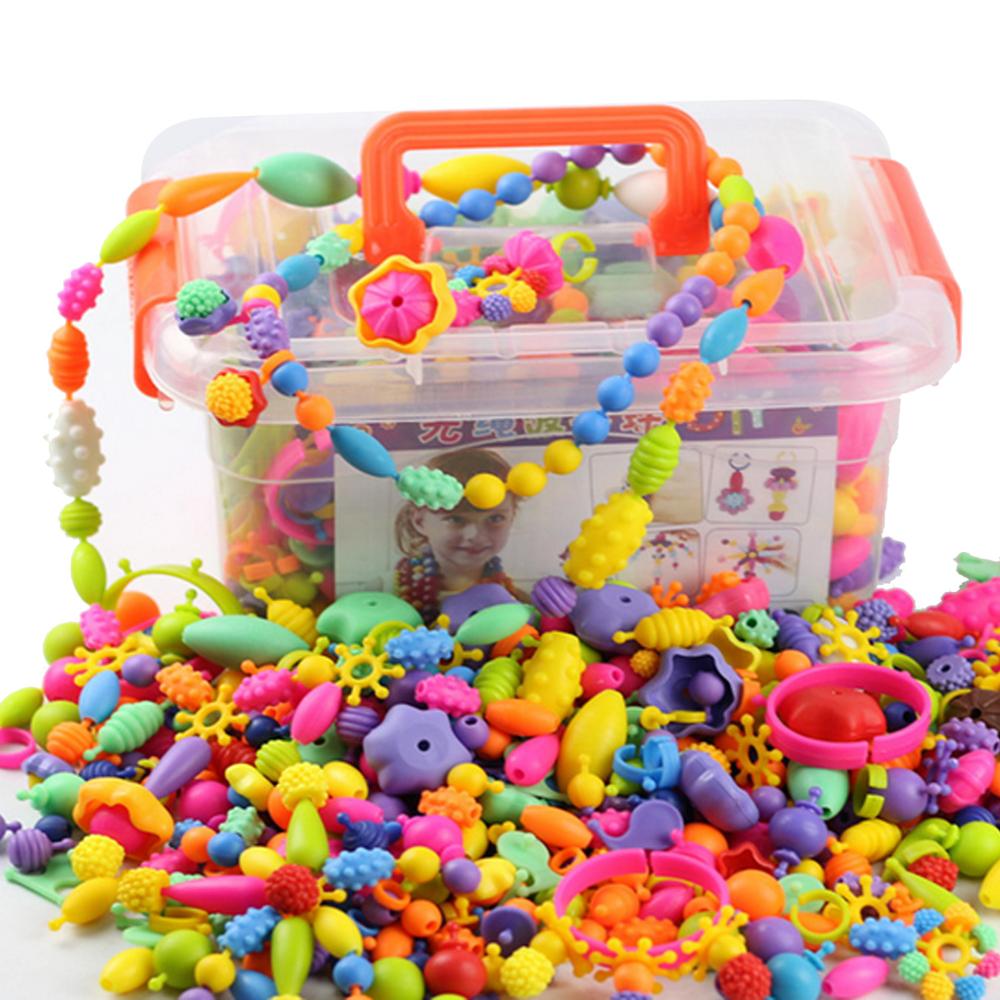 485 stk børn pigefarver plast pop snapperler legetøj kreativ kunst og håndværk gør det selv-bære perle smykker armbånd uden snorlegetøj