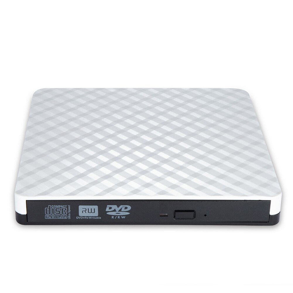 Unidad óptica externa USB 3,0 para ordenador portátil, unidad de DVD externa de alta velocidad para PC, reproductor de DVD: Blanco