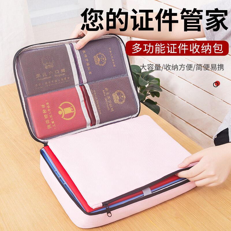 Borsa da donna borsa per passaporto certificato per documenti borsa da viaggio per famiglie con cerniera per Organizer da viaggio impermeabile: Colore rosa