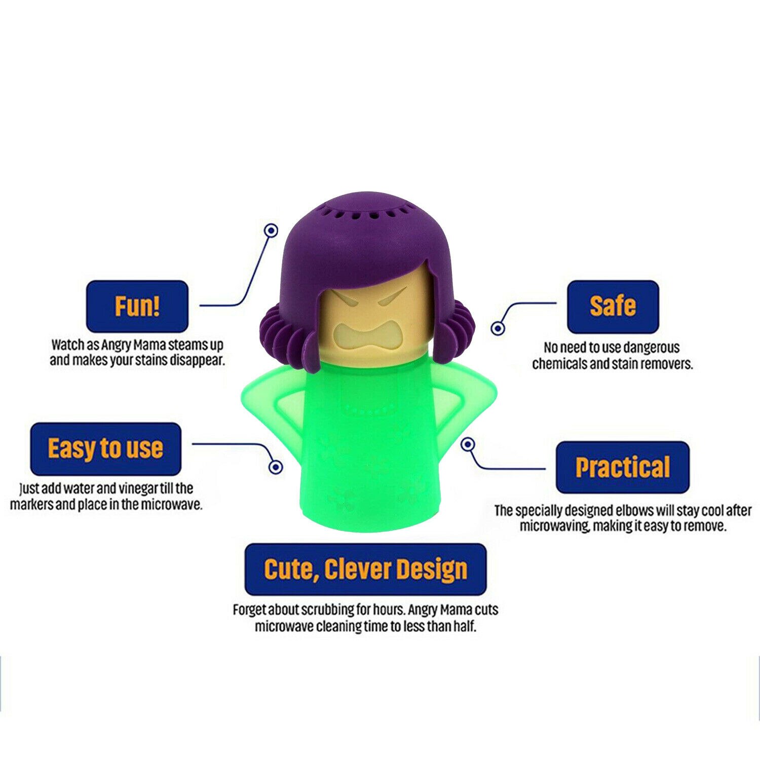 Angry Mom Mama Microwave Cleaner Easily Cleans Microwave Oven Steam Cleaner Appliances for The Kitchen Refrigerator cleaning