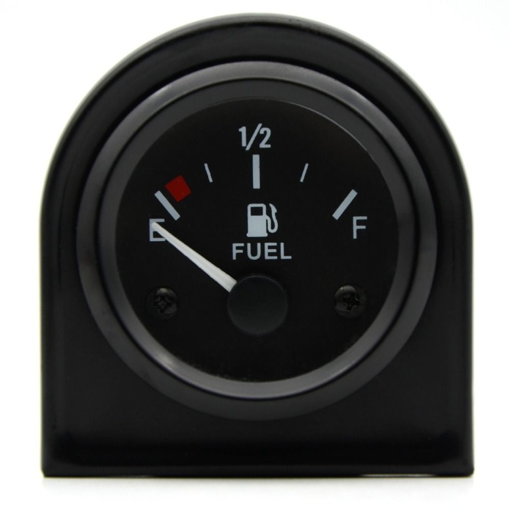 Impermeabile 2 "52mm Indicatore di livello carburante Cerchio nero Luce LED bianca Misuratore per auto Puntatore 12V Indicatori automobilistici Accessori