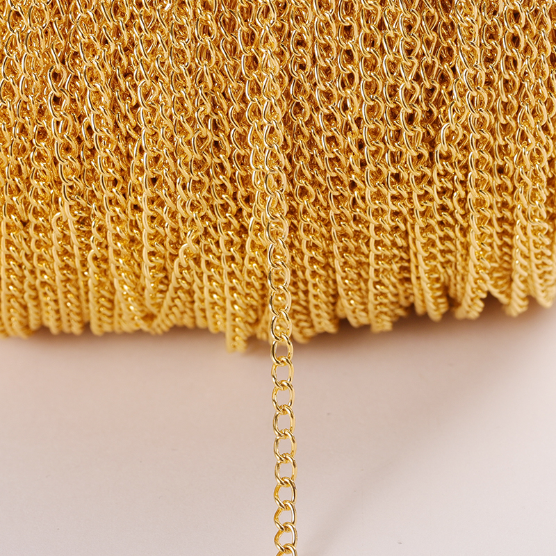 Cadena plana en forma de O de 2 metros, cadena de Metal fina extendida de 2,5/3,5/4,5mm, collar DIY, cadena para el cuerpo, accesorios de cadena para hacer joyas: M / Blanco