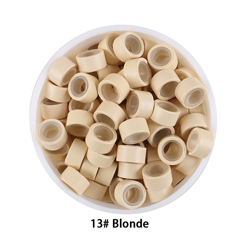 500 Pieces 5.5mm*3.5mm Micro Silicone Rings/Tubes/Beads 8 Colors Optional Hair Extensions Tools Bigger Size Micro Rings: 13 Blonde