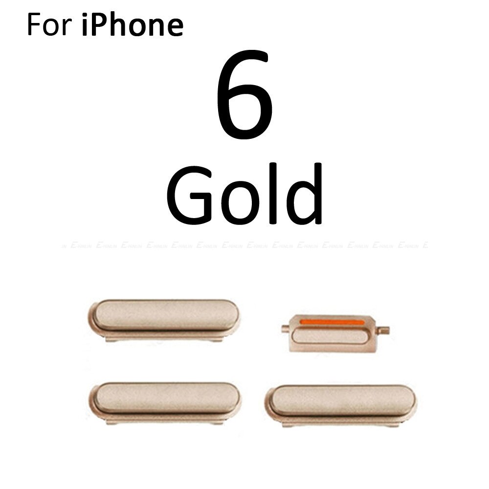 Gran venta botón lateral 4 en 1 para iPhone 6 6S Plus interruptor de volumen de bloqueo de encendido y apagado Botón de tecla silenciosa conjunto completo: For iPhone 6 Gold