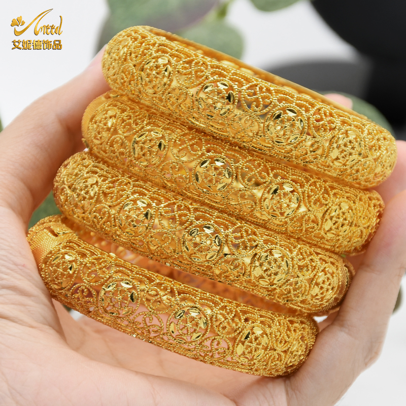Dubai Armreifen Für Frauen Nahen Osten Gold Farbe Armreif Äthiopischen Saudi-arabischen Armbinde Hochzeit Braut Schmuck Afrikanische Geburtstag