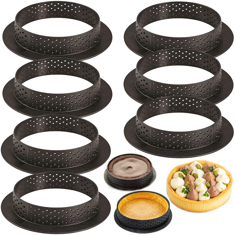 4/6/8/10 stk. tærteringe perforeret kageform rund mousse cirkelring fransk dessert bageform udstikker dej gør-det-selv dekorationsværktøjer