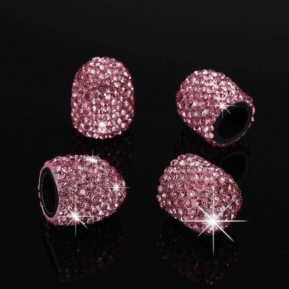 Auto Startknop Ontsteking Ring Met 4 Stuks Autoband Ventieldopjes Bling Crystal Rhinestone Decor Voor Auto Interieur