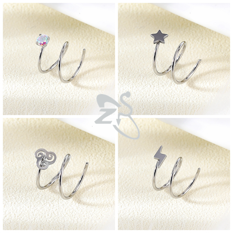 ZS 1 ST 20G Dubbele Lagen Rvs Neusring Vlinder Ster Neus Hoop Ringen Oorkraakbeen Tragus Helix piercings Sieraden