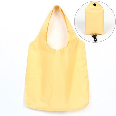 effen kleur grote capaciteit supermarkt opvouwbare boodschappentas opbergtas licht draagbare met groene zak boodschappentas: light yellow