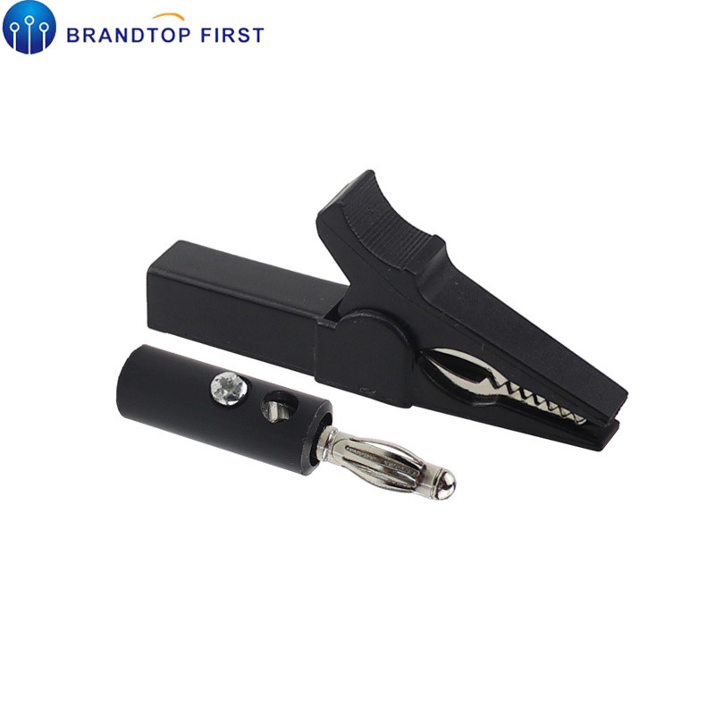 55Mm Alligator Clip + Banaanstekker, Test Probe Met 4Mm Banaan Plug Kabel Clips: Black