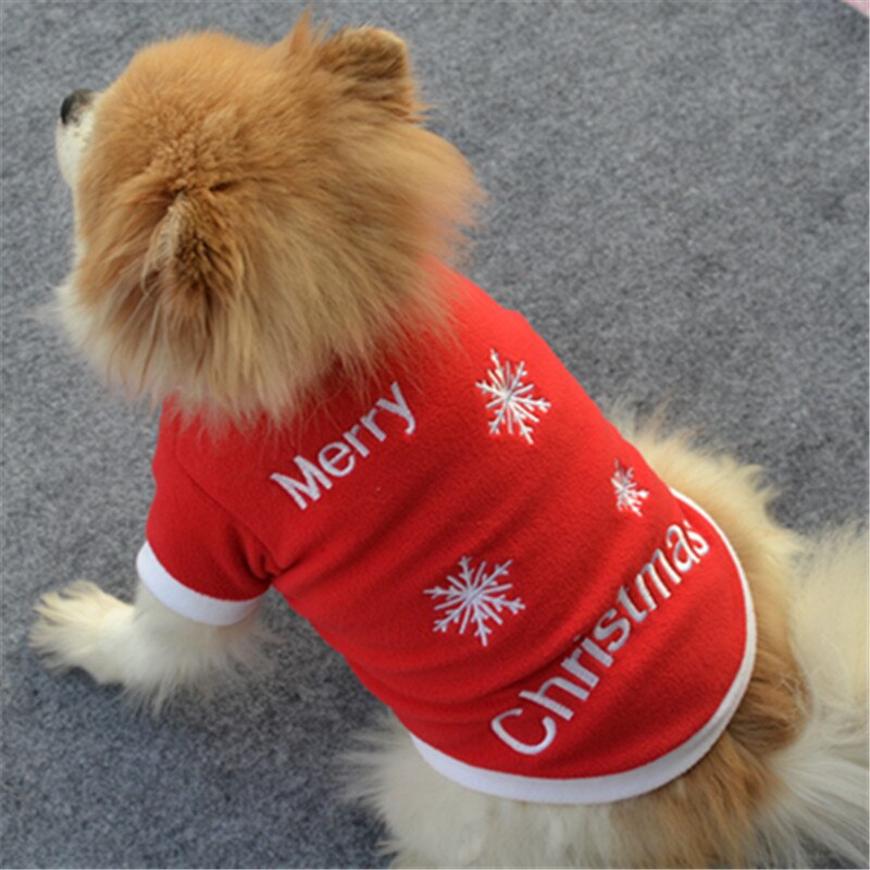 År jul hunde tøj til små hunde snefnug fleece varmt kæledyr hvalpe trøjer tøj mellem ærmet skjorte kostume