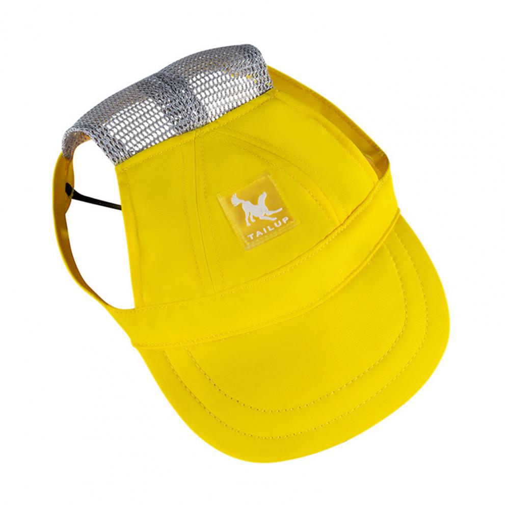 Husdjursbasebollkeps andningsbar basebollhatt utomhus solhatt keps med öronhål klä upp sport husdjurssolhatt hundskyddskeps: S / Gul
