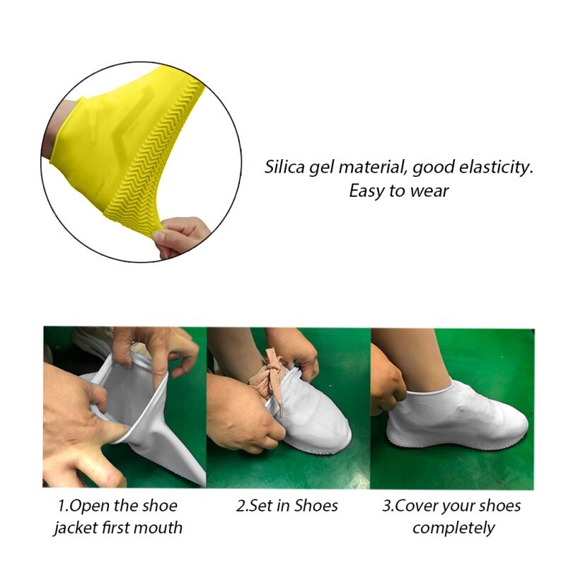 Reusable Waterproof Non-Slip Rubber Rain Shoe Covers, Elasticity Galoshes Boot Overshoes For Traveling