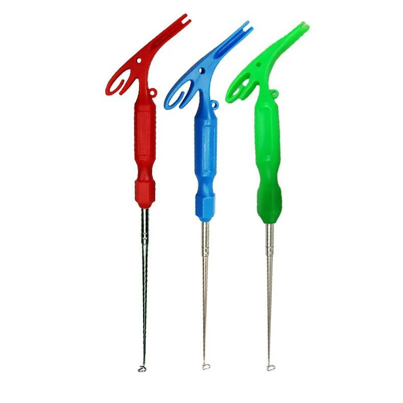 Separador de anzuelos de pesca multifuncional 3 en 1, herramientas para atar nudos, aparejo, Extractor de seguridad, herramientas para atar nudos: Dorado