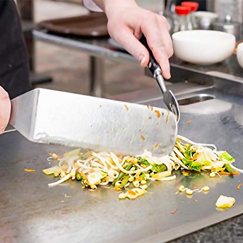 60% Grill Shovel Wear-resistant Rustless Durable Stainless Steel Grill Fork Tong Scraper Kitchen Tools for Barbecue