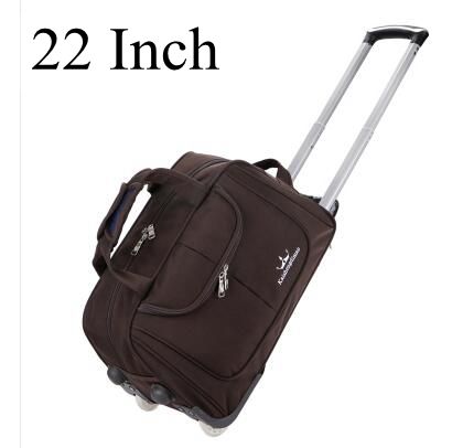 Rejsetrolley rygsække tasker dobbelt brug bagage tasker til rejse laptop trolley rygsæk til kvinder business rullende bagage taske: 22 tommer brun