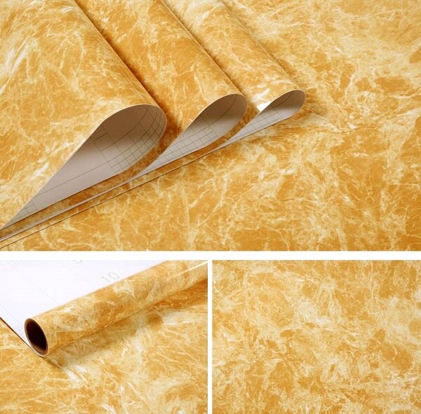 PVC Marble Contact Paper for Countertops Kitchen Cabinet Vinyl Film Removable Self adhesive Wallpaper Home Decor Wall Stickers: Yellow / 60cm x 5m
