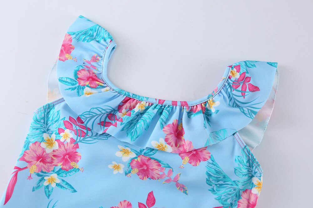 Wishere Een Stuk Baby Meisjes Zomer Badmode Gedrukt Mouwloze Bikini Beachwear Kid 'S Zwemmen Outfit B3S034-FLORAL