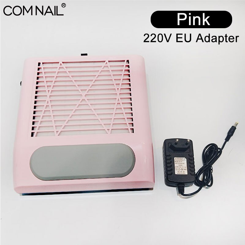 80W Strong Power Nail Dust Collector Nail Fan Art Salon Equipment Suction Dust Collector Machine Vacuum Cleaner Fan EU/US Plugs: Pink EU plug